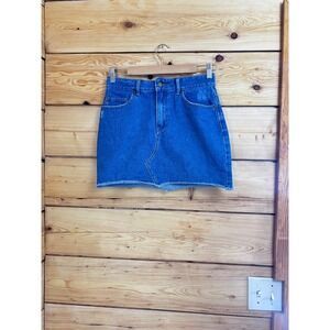 Roxy Womens Denim Mini Skirt Medium Wash Raw Hem Blue Size Small S/P/CH